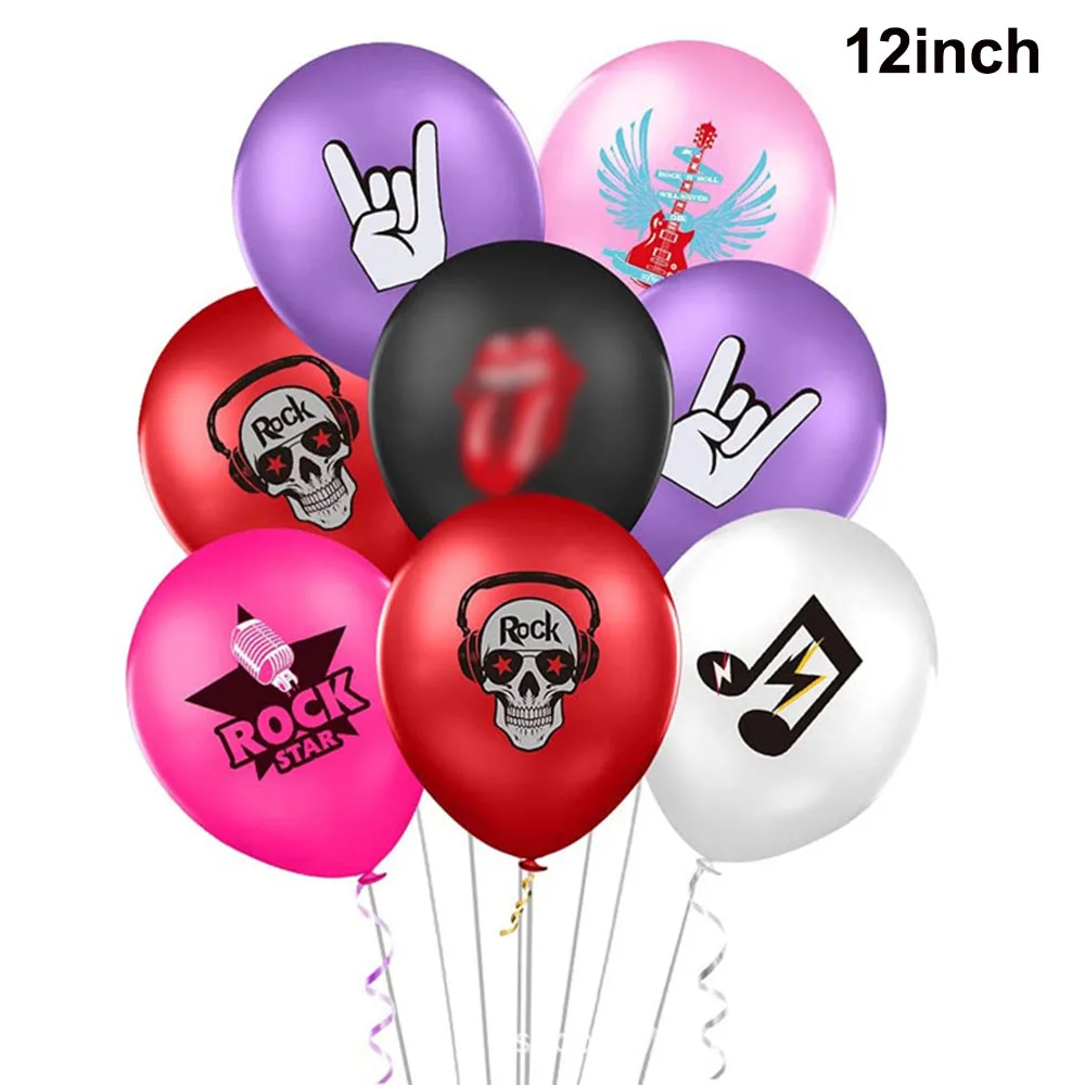 

10pcs Rock and Roll Party Balloons 12'' Latex Balloons for Music Theme Party Decor 80s 90s Birthday Party Supplies Rock Party