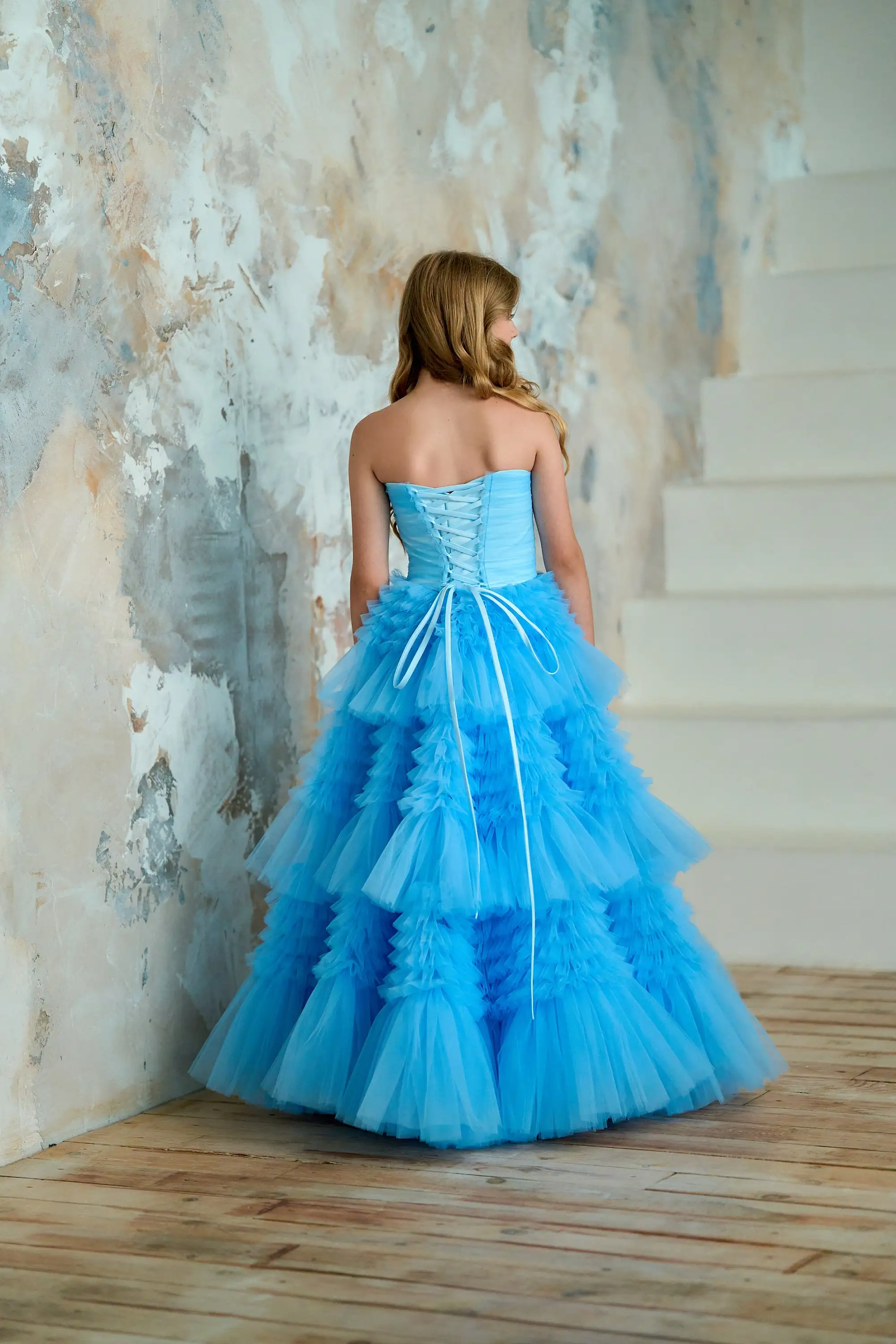 Платье с цветочным узором для девочек на свадьбу тюль цвета слоновой кости