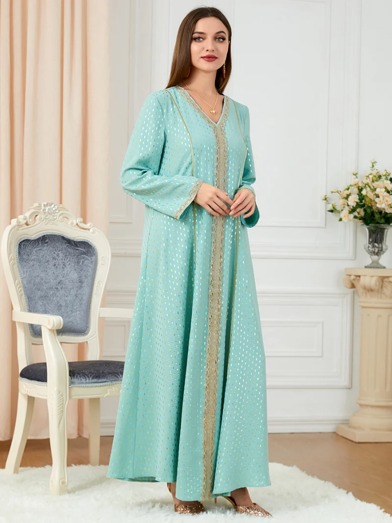 Autumn Morocco Dress Muslim Women Abaya Bronzing Maxi Abayas Dubai Turkey Islam Party Dresses Kaftan Robe Longue Vestidos Largos