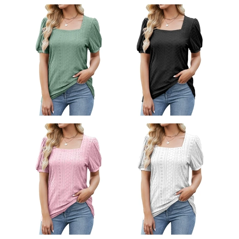 

Женская блузка с квадратным вырезом и коротким рукавом