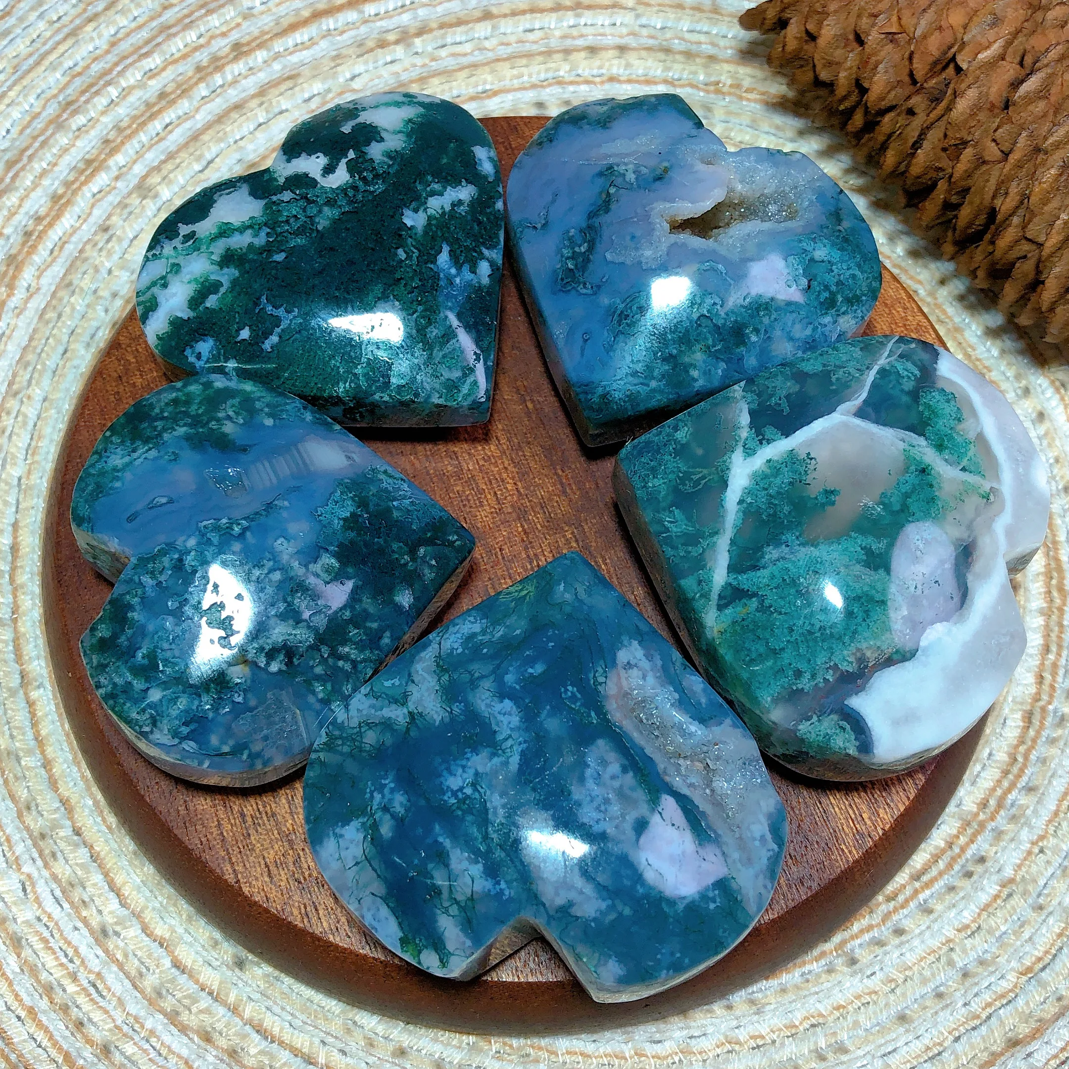 Восстанавливающий Природный Хрустальный мох агат сердечко минеральный камень