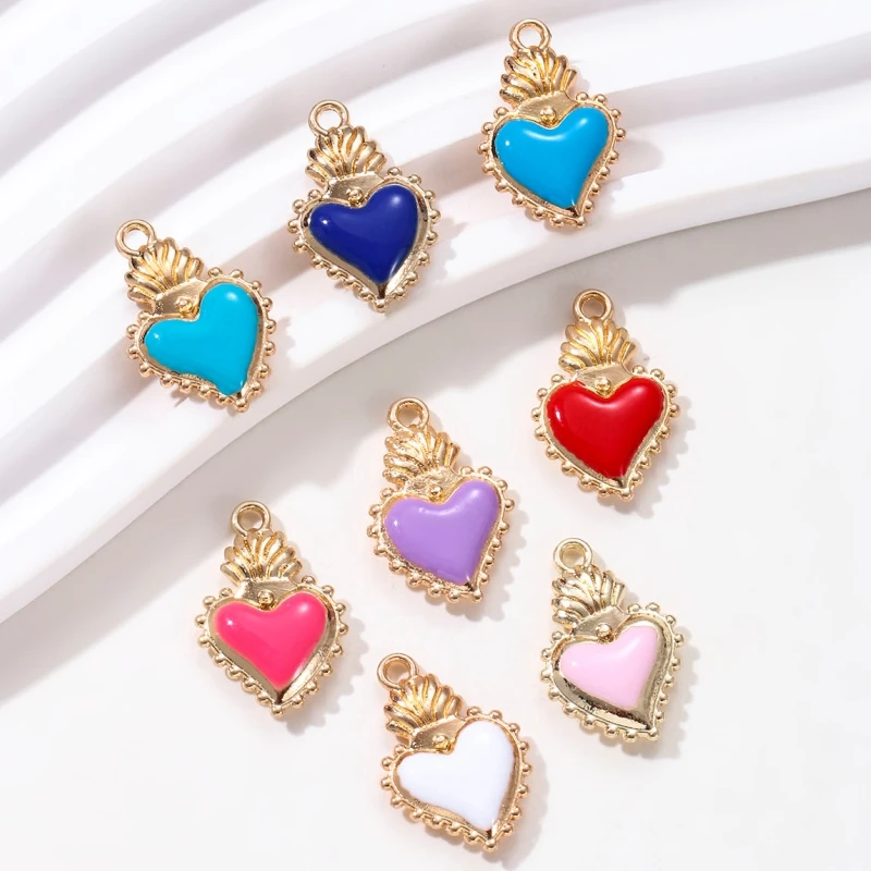 10 шт. эмалированные подвески в виде сердечек