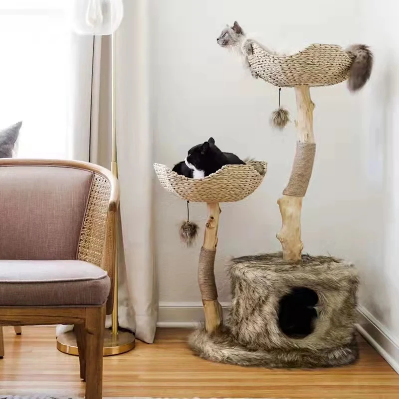

Natural Wood Stable Cat Climbing Frame Cat Litter Cat Tree Cat Jumping Platform Cat Toy Grinding Claw Furniture