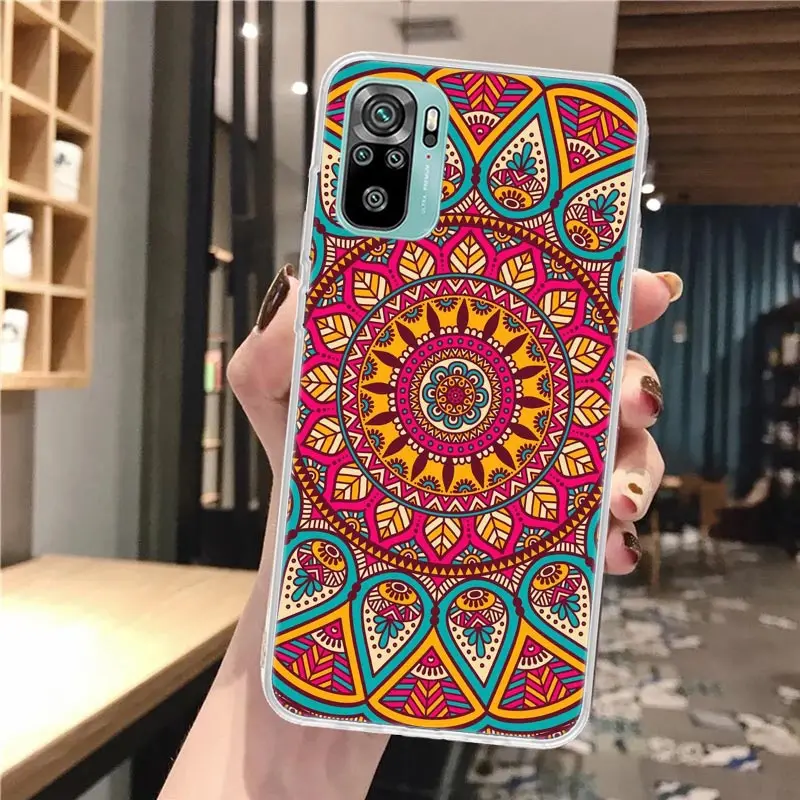 Цветной цветочный мягкий чехол Totem Mandala для Xiaomi Redmi Note 10 10S 11 11S 11T 9 9S 8T 8 12 11E Pro Plus 7 6 5 с