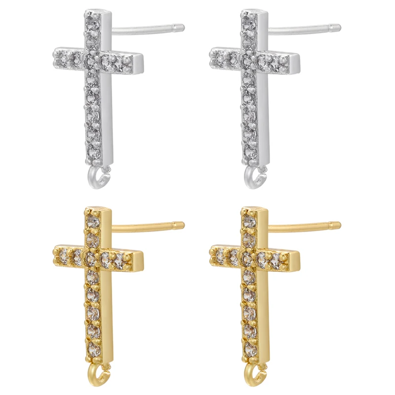 

ZHUKOU Cross earring hooks for handmade Jewelry Cubic Zirconia clasp hooks for drop earrings Jewelry accessories supplies VE792