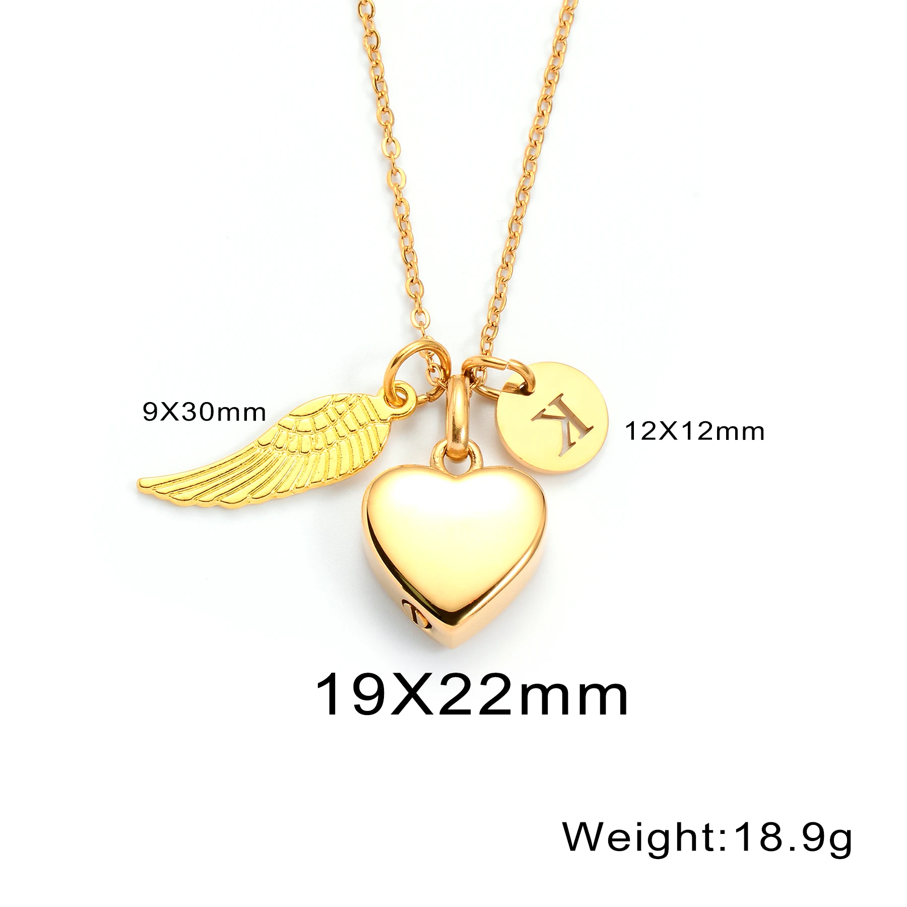Personalized Stainless Steel Heart Urn Necklace for Ashes Jewelry with 26 Letter Initial Charm Waterproof Memorial