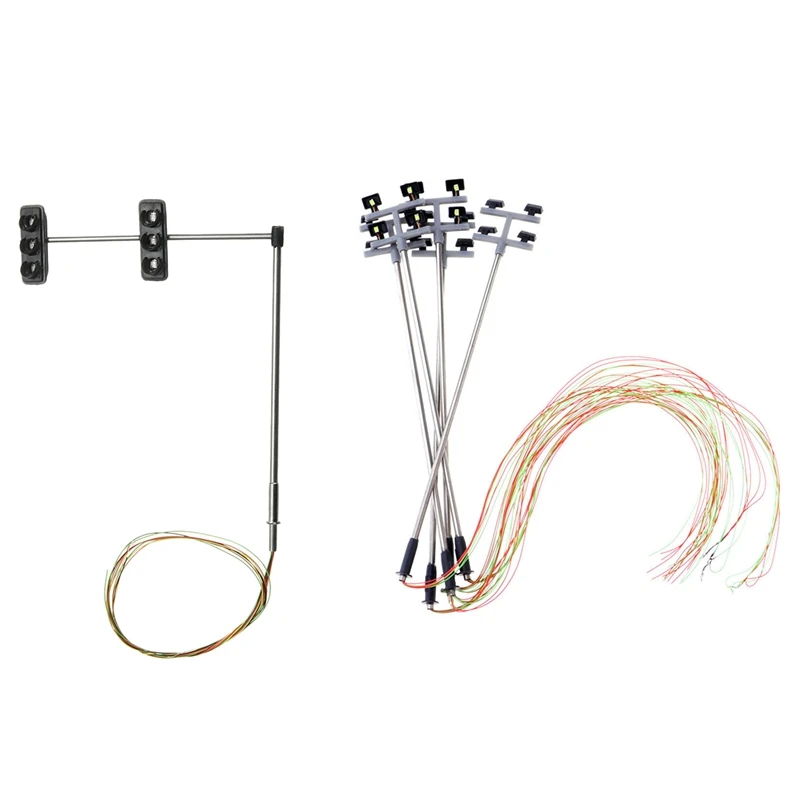 

5Pcs 1:100 Ho Scale 4 Led Street Lights Scenery Mini Lamppost & 1Pcs 3 Color Traffic Light Signals Scale Model 6 Led