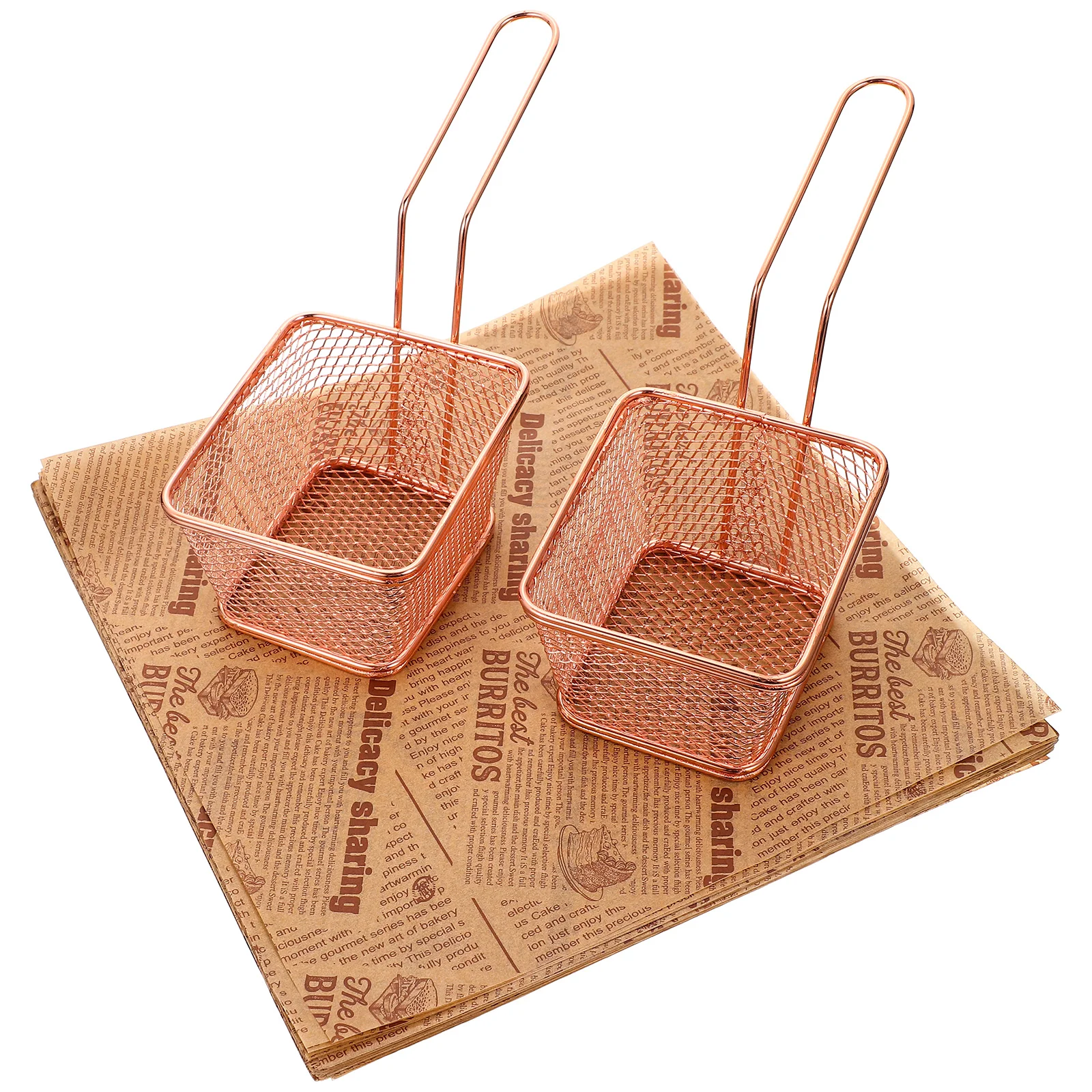 

Basket Fry French Paperchip Baskets Serving Mini Sheets Holder Steel Fries Deli Stainless Strainer Chips Frying Fried Wax Fryer