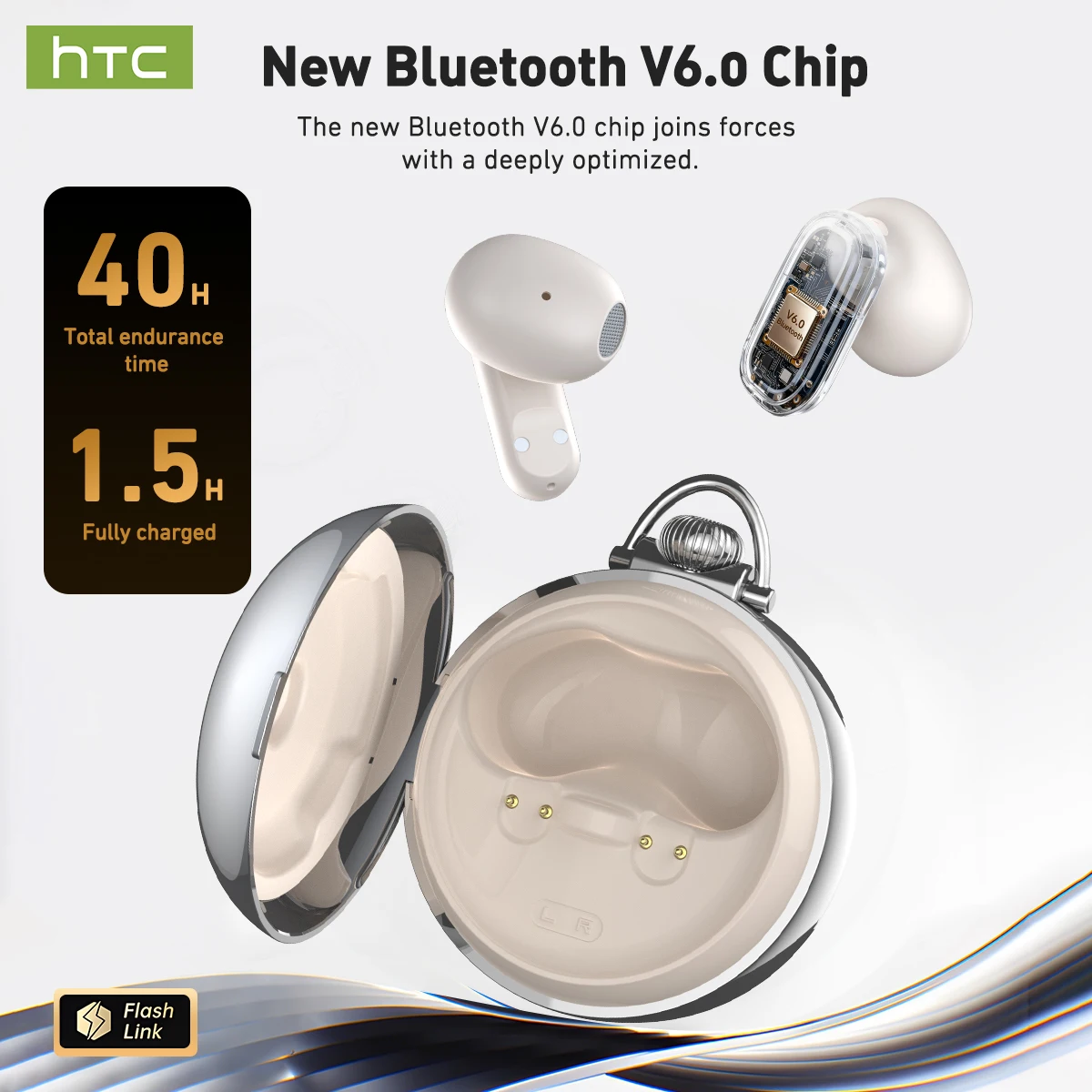 Фото Умный помощник для перевода с ИИ, беспроводные Bluetooth-наушники HTC NE71, гарнитура с ЖК-дисплеем Full HD, музыкальные спортивные наушники №3