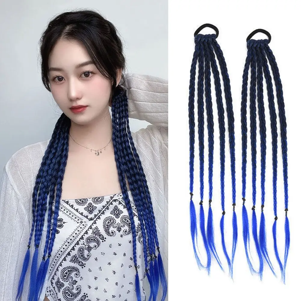 

Синие синтетические боксерские косички, хвост для женщин, эластичная твист, оплетка, аксессуары для волос, Термостойкое волокно