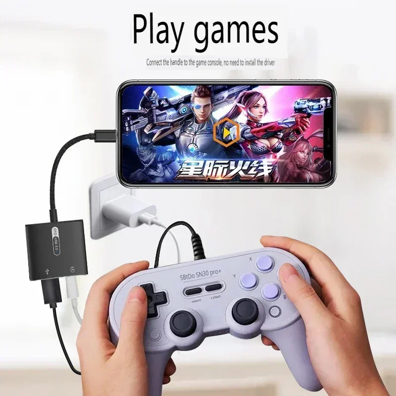 2 в 1 адаптер OTG типа C к USB PD 60 Вт быстрый разветвитель для кабеля QC преобразователь