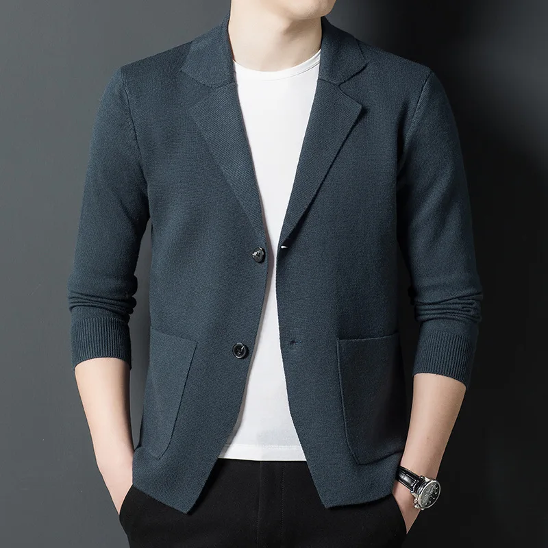 

MLSHP Spring and Autumn Cardigan Mens Sweaters High Quality Long Sleeve Solid Color Single Breasted Casual Male Sweaters 3XL
