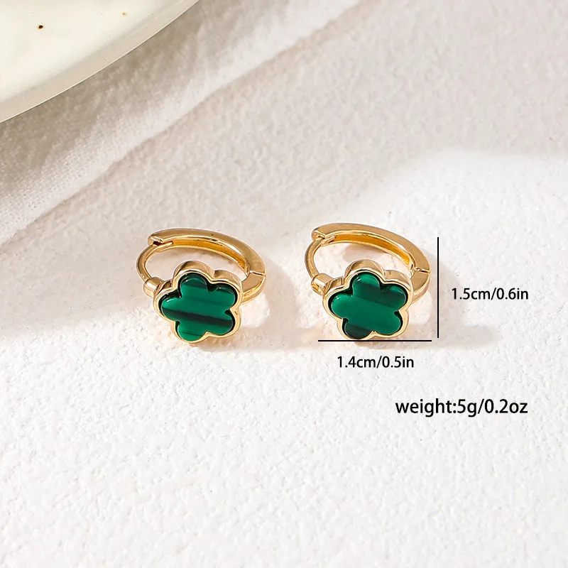 Симпатичные цветные металлические цветочные серьги Lucky с пятью лепестками и