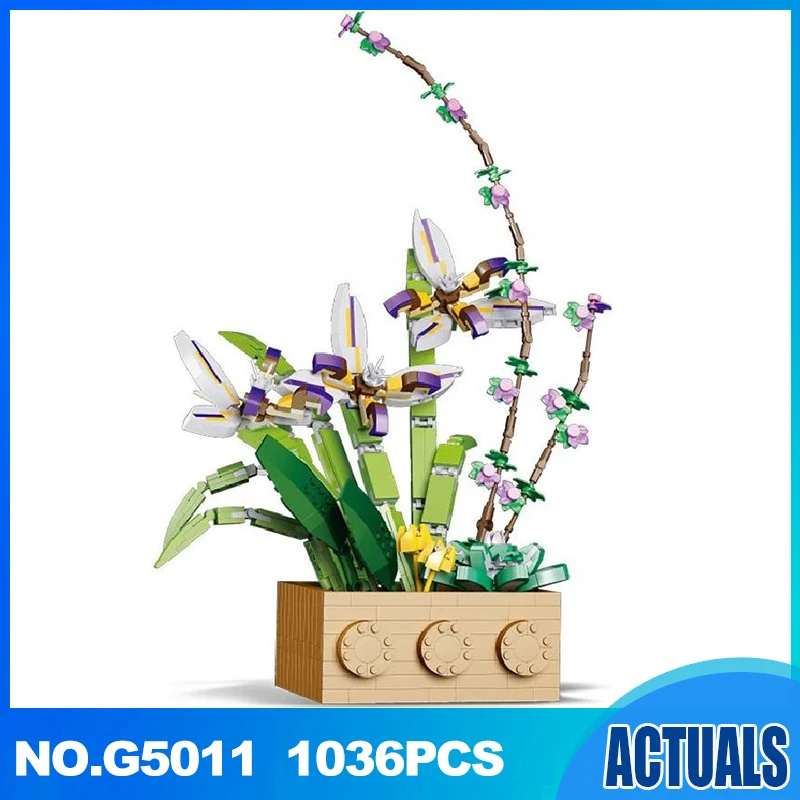 

Gladiolus Building Block Bouquet Bonsai Tree Flowers Bricks Puzzle Assembly Home Potted Decoration Eternal Flower