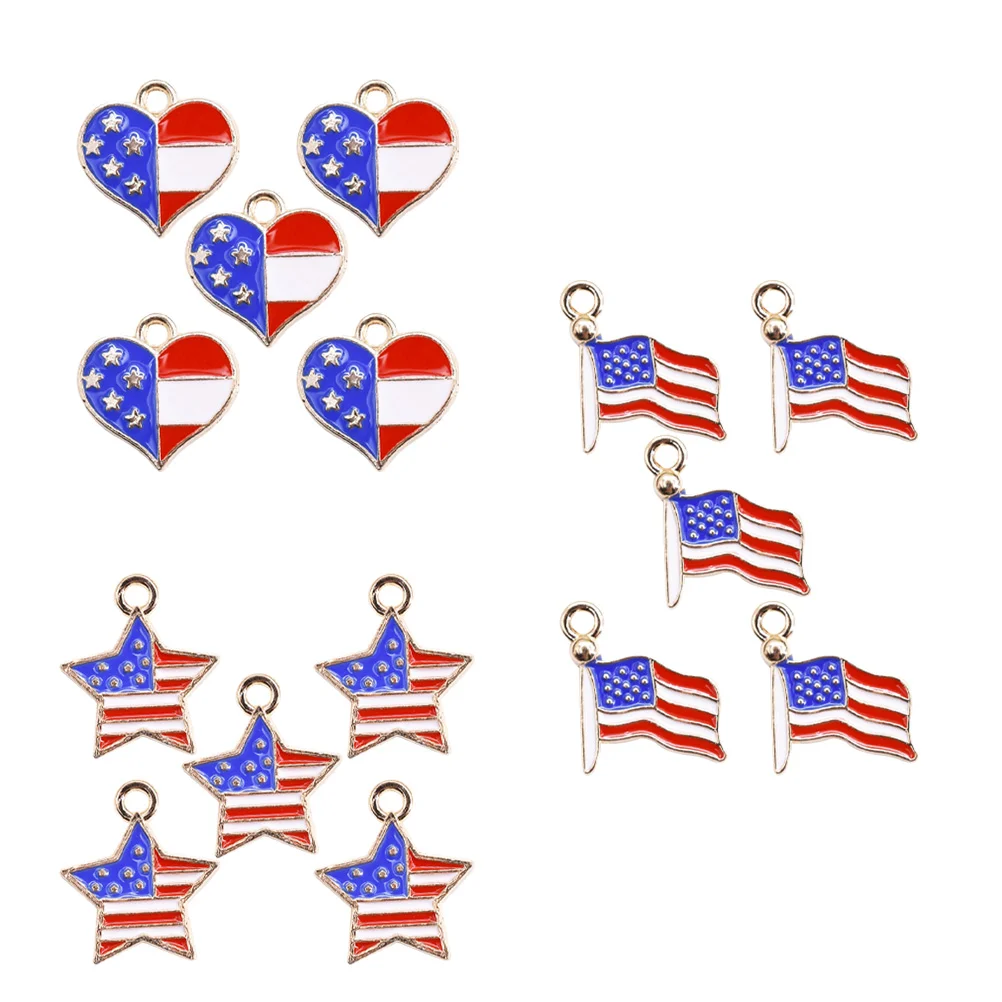 

30pcs Festival DIY Supplies Independence Day Pendants Delicate Adorable Independence Day Charms Heart-shaped Pendants for DIY