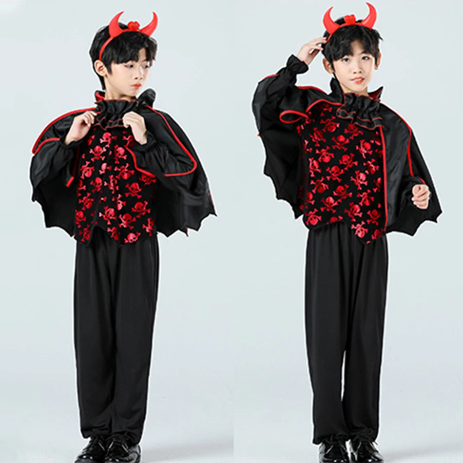 Halloween Witch Costume Baby Girls Children Cosplay Vampire Princess Dresses Pumpkin Kids Clothes With Hat Carnival Party Gift