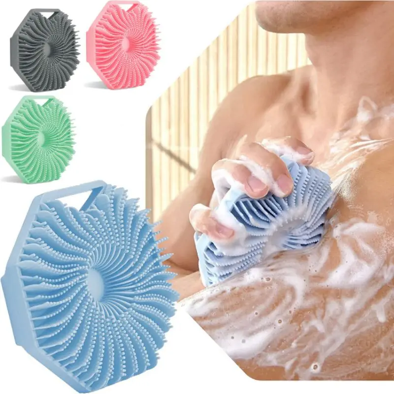 

Bath Massage Washing Cleaning With Belt Tool Silicone Skin Foaming Shower Exfoliating Hair Scrubbers Brush Glove Head Scrubber