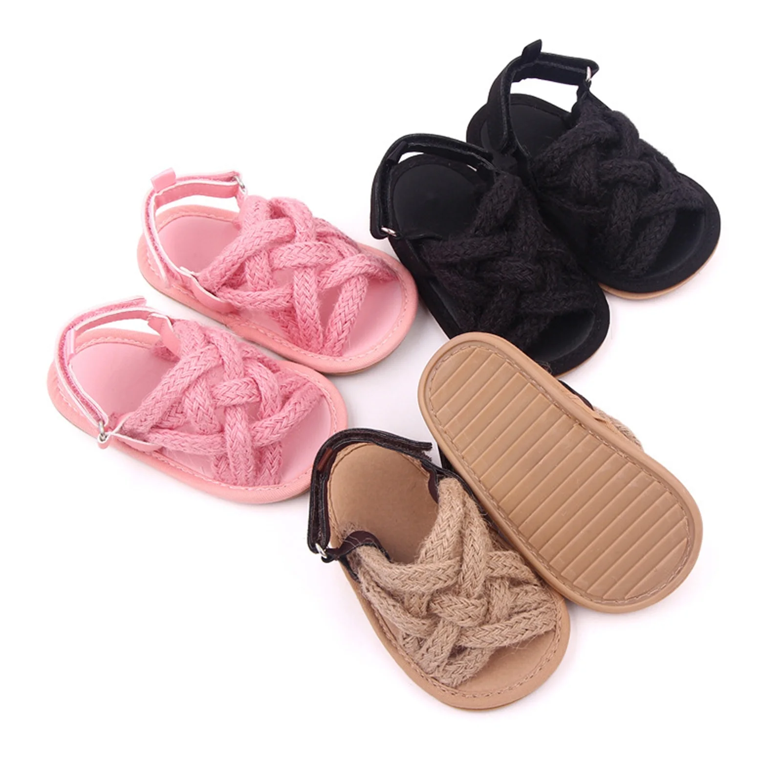 

3-11M Infant Baby Girls Sandals Hemp Rope Anti-Slip Soft Sole Shoes Breathable Outdoor Beach Slipper Toddler First Walkers Shoes