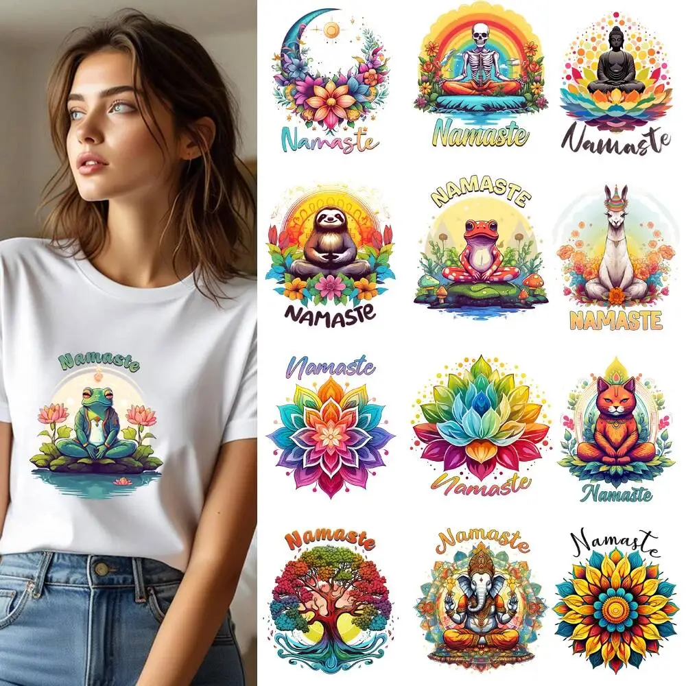 Фото 25 см креативные нашивки для йоги Mindful Yoga Art Keep Calm Transfer для одежды DIY моющаяся рубашка уровня A термонаклейки №1