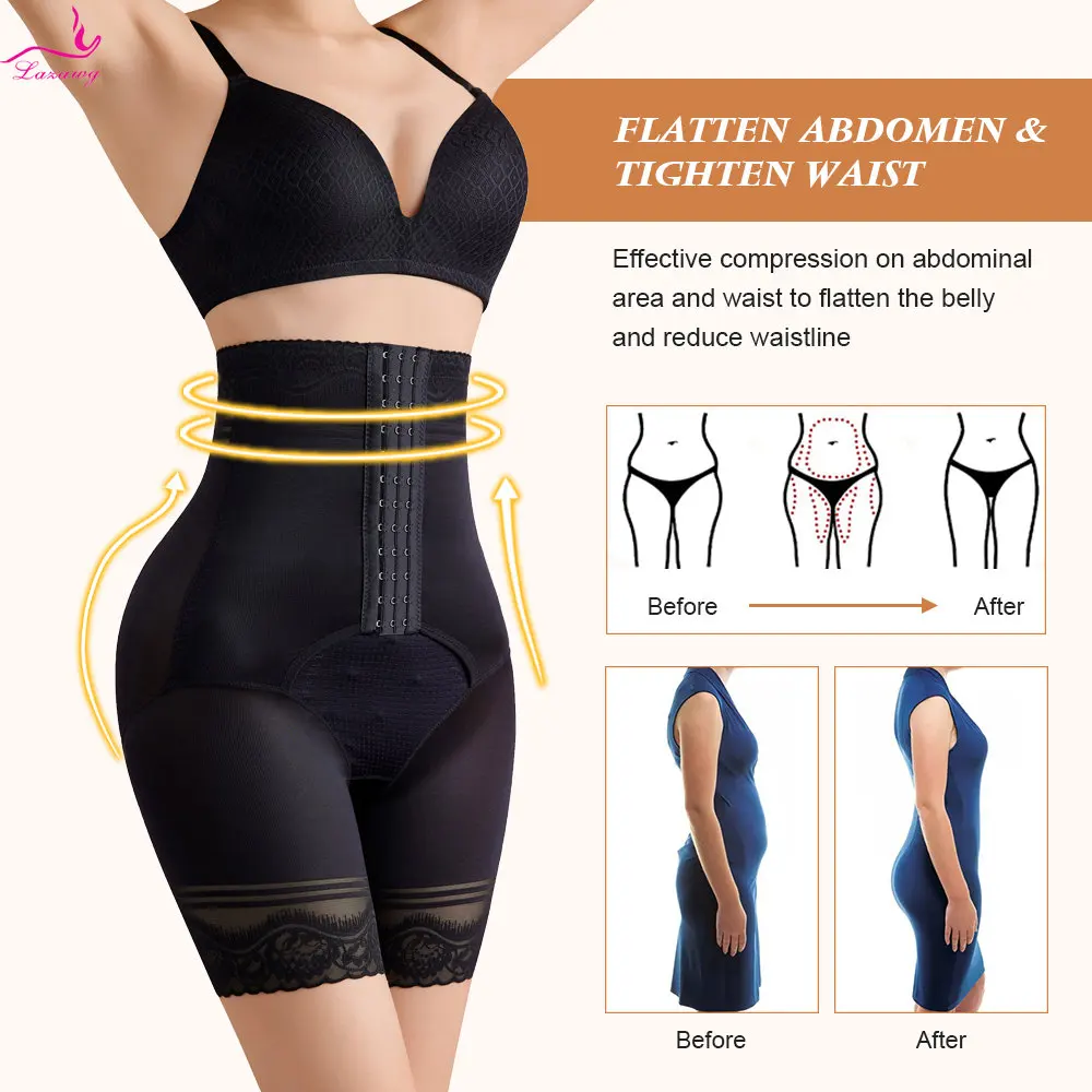 LAZAWG Body Shaper Shorts for Women Waist Trainer Tummy Control Panties High Waist Shapewear Ladies Safety Shorts Seamless