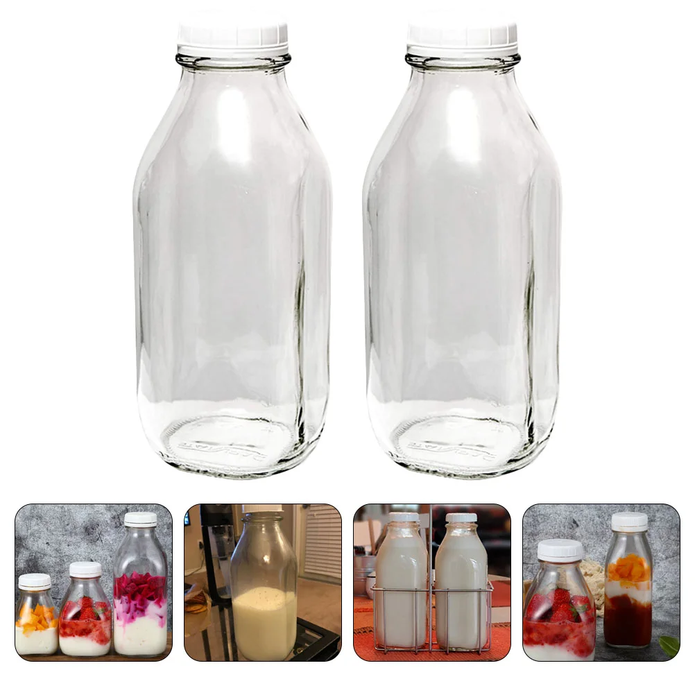 

Milk Bottles Bottle Wholesale Container Vintage Jars Drinking 1000Ml Reusable Jar Milch Lids Jug Flaschen Lid Beverage