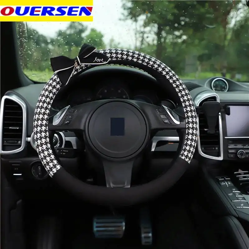 

Car Steering Wheel Cover Anti Slip Sweat Absorption Four Seasons General Bowknot Handle Case For Girls Women Gift Accessories