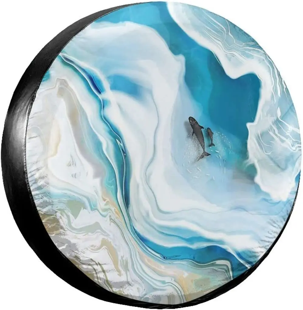 

Christmas Decorations Whale Migration Spare Tire Covers Polyester Universal Waterproof Sunscreen Wheel Covers for Trailer R