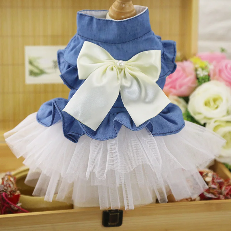 Puppy Pet Dogs Clothes Summer Dog Costume Sling Sweetly Princess Dress Teddy Party Birthday Decor Bow Knot Dress Puppy Costume
