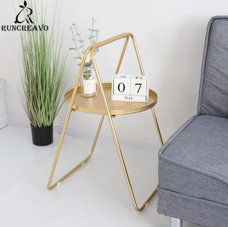

Nordic Iron Small Coffee Table Living Room Bedroom Bedside Sofa Corner Table Creative Portable Lightweight Balcony Round Table