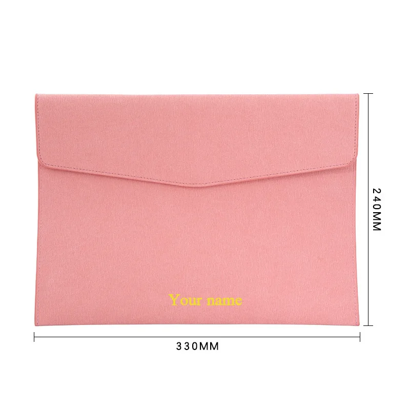Free Custom Name PU Leather Business A4 File Folder Document Holder Waterproof Portfolio Envelope Office Folder Case for School