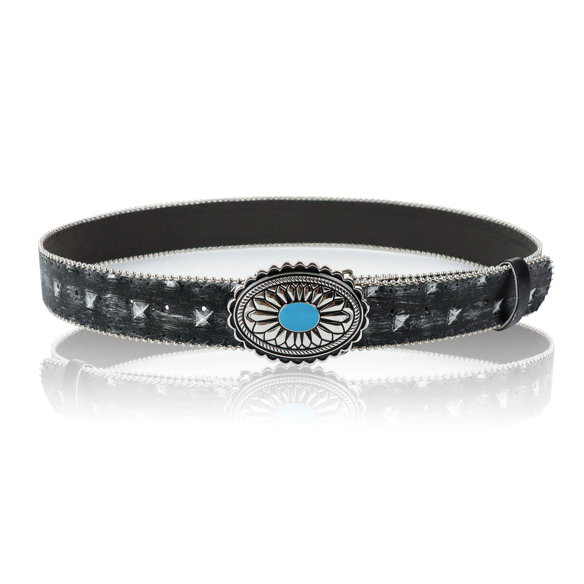 Ремень с сапфировыми бусинами и заклепками для женщин