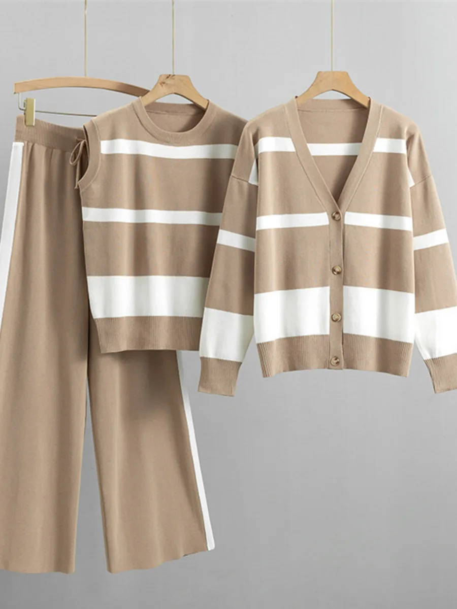 Женский свитер комплект из 3 предметов спортивный костюм осень-зима 2024 модный