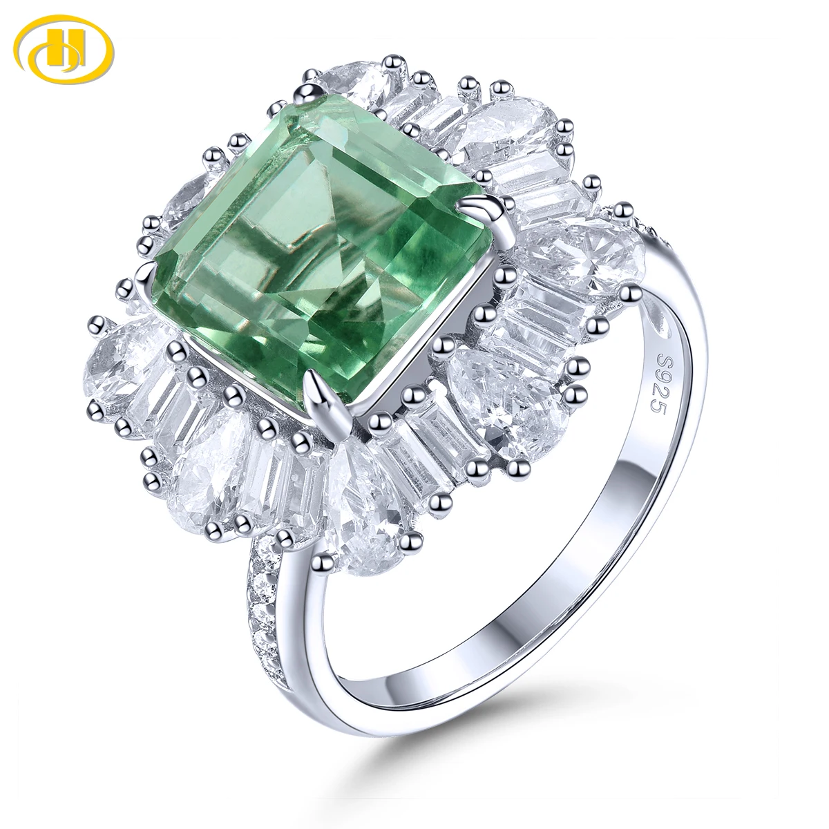 

Кольца женские, из натурального зеленого флюорита, 4,2 карата, восьмиугольная огранка, классический стиль, юбилейные украшения для дня рождения, S925