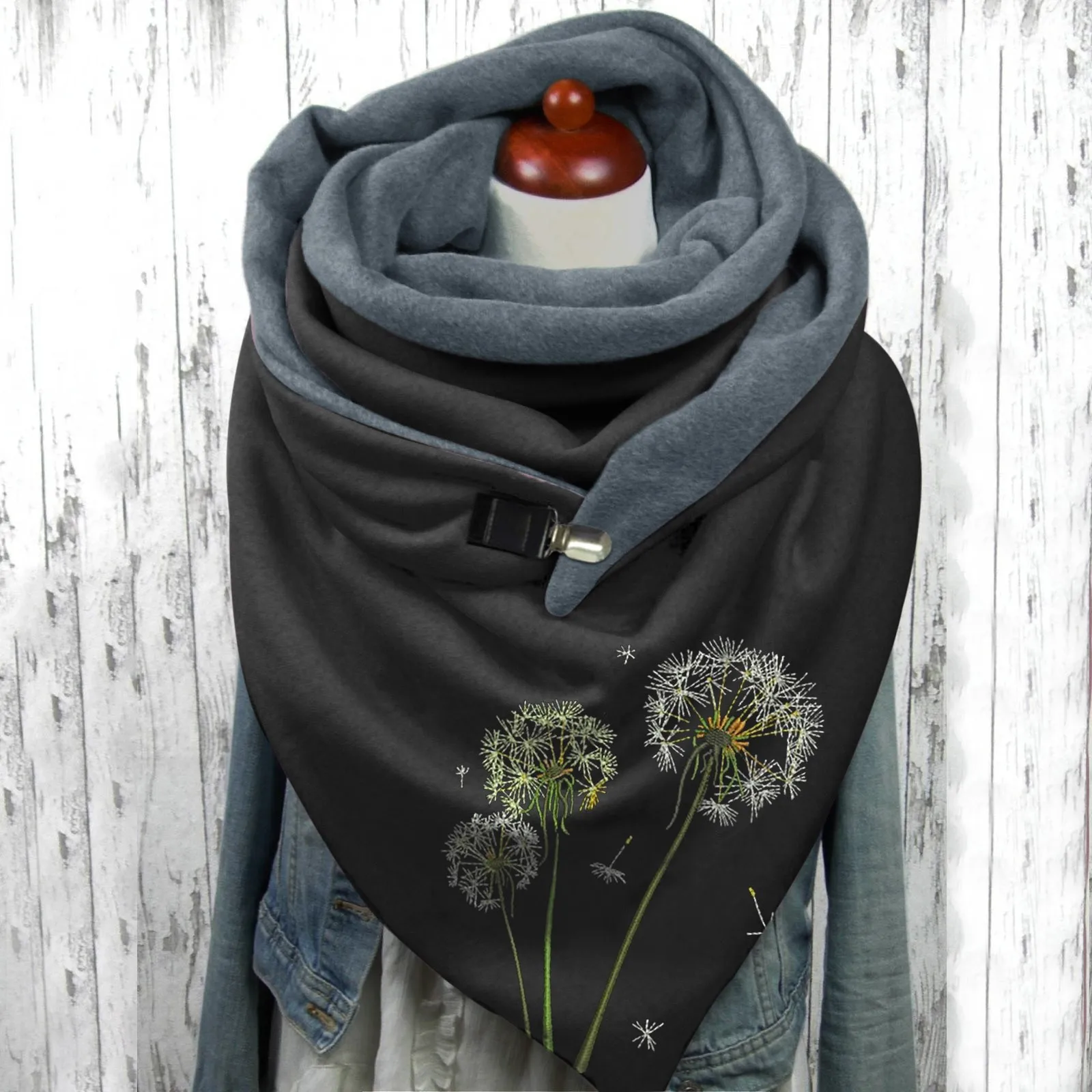 

Fashion Women Dandelion Print Scarf Hijabs Female Soft Wrap Casual Warm Scarves Hawl Button Scarf Femme Wraps Foulard Bufand