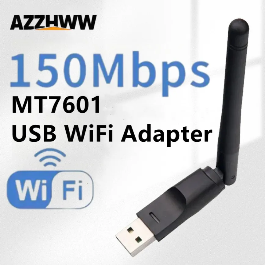 Фото 150 Мбит/с USB-адаптер Wi-Fi 2,4 ГГц с антенной MT7601 USB Беспроводная сетевая карта 802.11n/g/b Ethernet-ключ LAN ПК WiFi-приемник №1