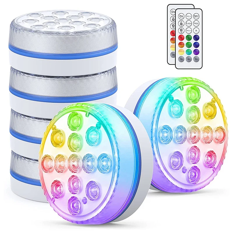 

Подводный светодиодный фонарь для бассейна IP68, водонепроницаемый подводный светильник с дистанционным управлением RF, для бассейна вечерни...