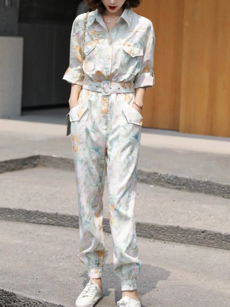 

Новый весенний женский пояс туника с принтом Комбинезоны женские с высокой талией шаровары комбинезоны комбинезон для отдыха длинный комб...