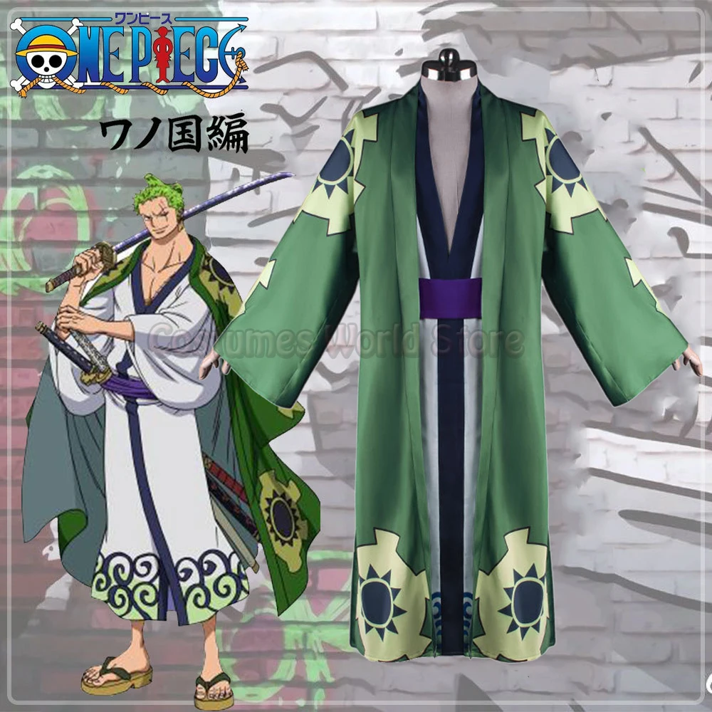 

Костюм-кимоно для косплея ророноа Зоро вано из аниме «Ван-ПИС», халат для Хэллоуина, вечерние костюмы, полный комплект, униформа на Хэллоуин