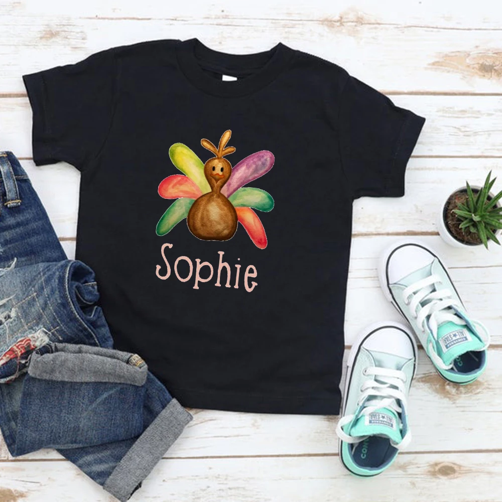 

Turkey Baby Tshirt Thanksgiving Day 3t Girls Clothes Fall Turkey Party Gifts Custom Names Toddler Girl Fall Shirt 2021 Fashion