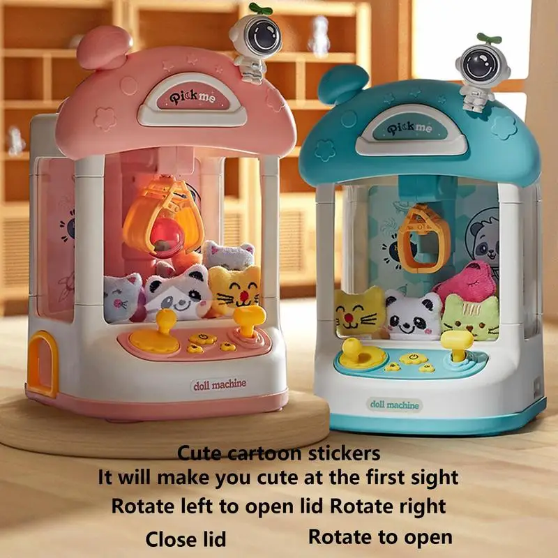 

Automatic Doll Machine Toy For Kids Mini Cartoon Coin Operated Play Game Claw Crane Machines With Light Music Children Toy Gift