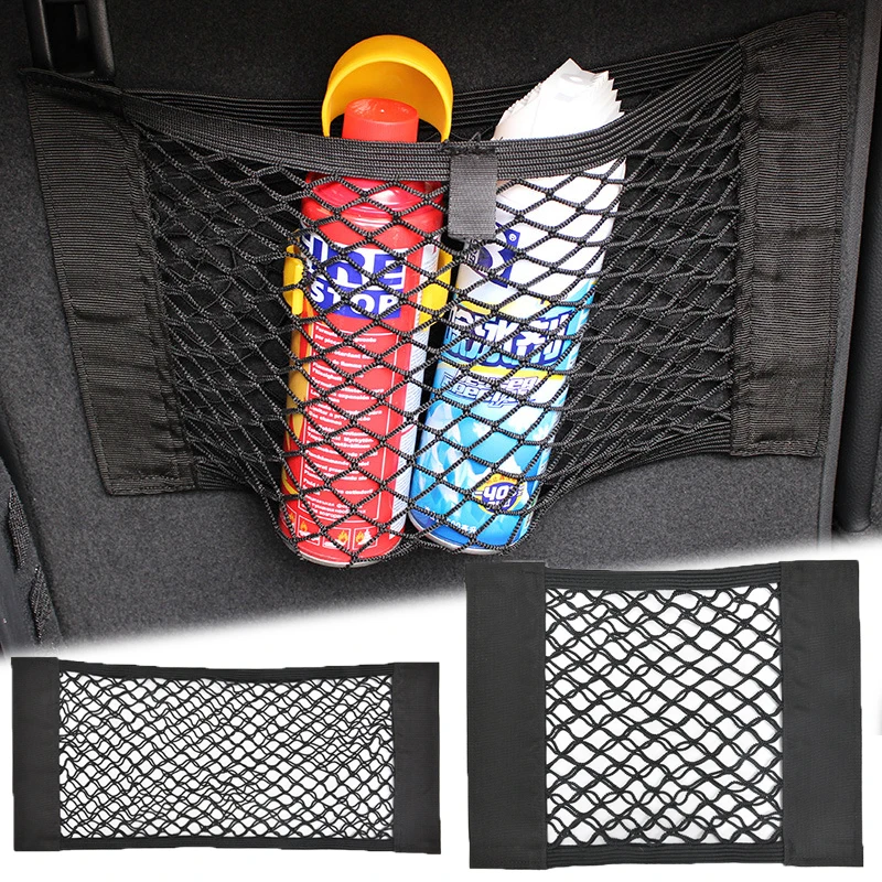 

Car Rear Seat Storage Bag Oxford Cloth Auto Organizer Double-deck Elastic String Net Magic Sticker Pocket Bag 40x25cm 55x25cm