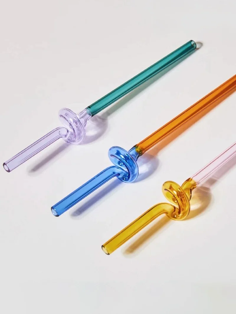 

Glass straw high temperature resistant color creative cute fun elbow juice milk tea environmental protection straw