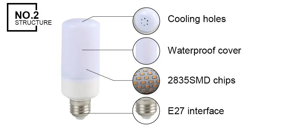 Новое поступление Светодиодная лампа E27 E14 B22 2835SMD с эффектом пламени светильник