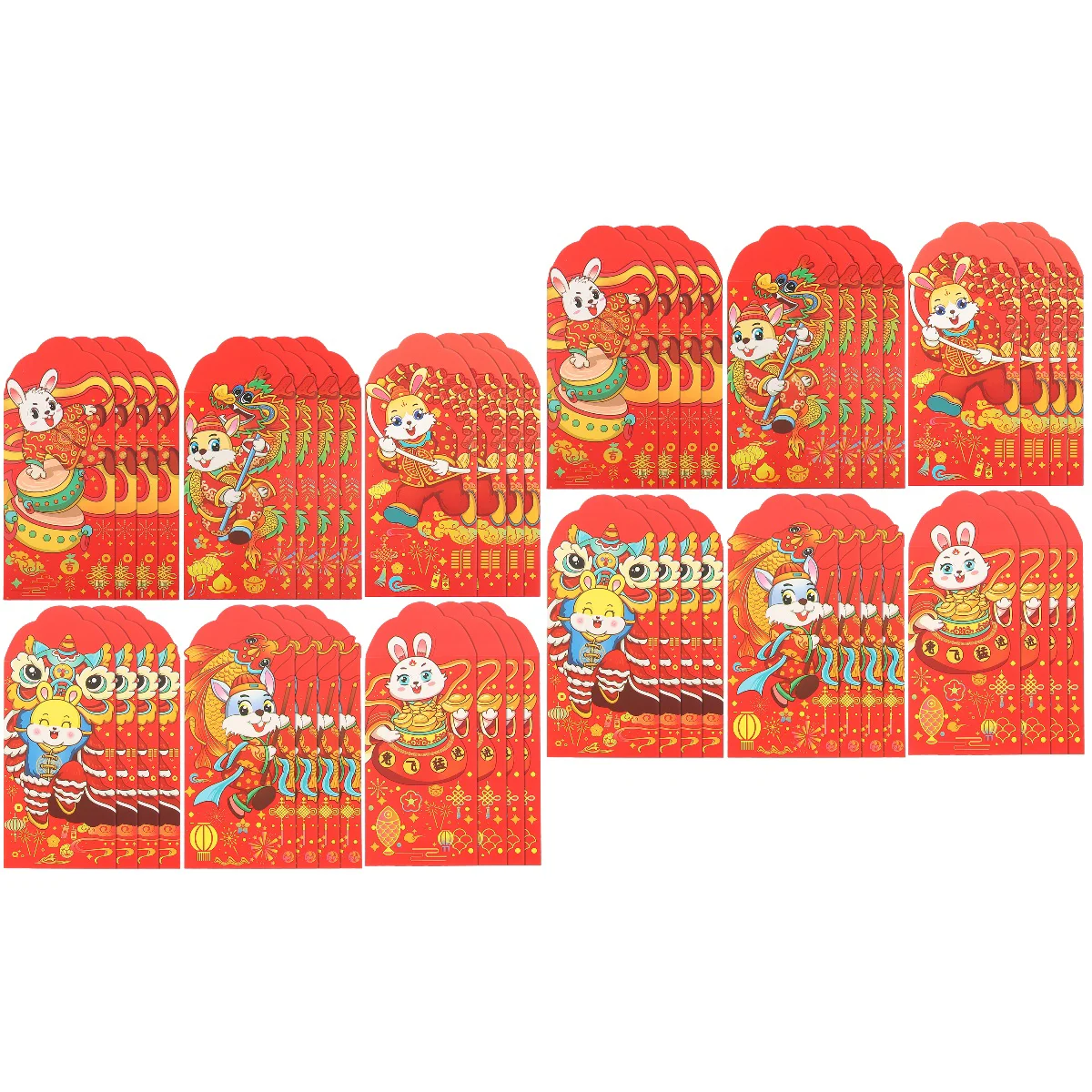 

48 Chinese Style Red Packets Rabbit Hong Bao Festival Packet