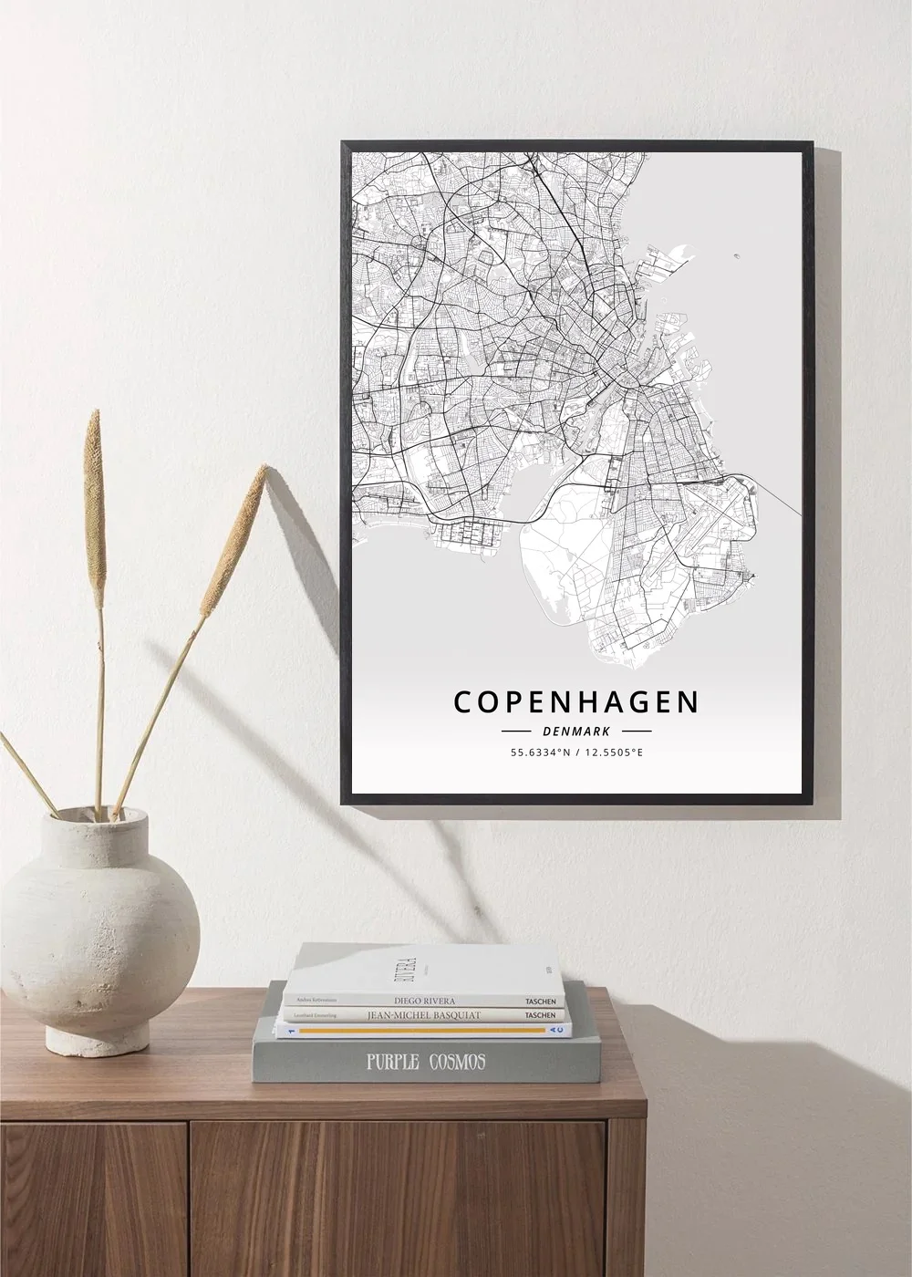 Копенгаген Дания Odense черно-белая печать карта Декор для дома Рама |