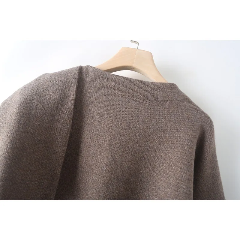 TRAF ZR Уютные свитера Однотонный женский джемпер Свободный крой Вязаные пуловеры