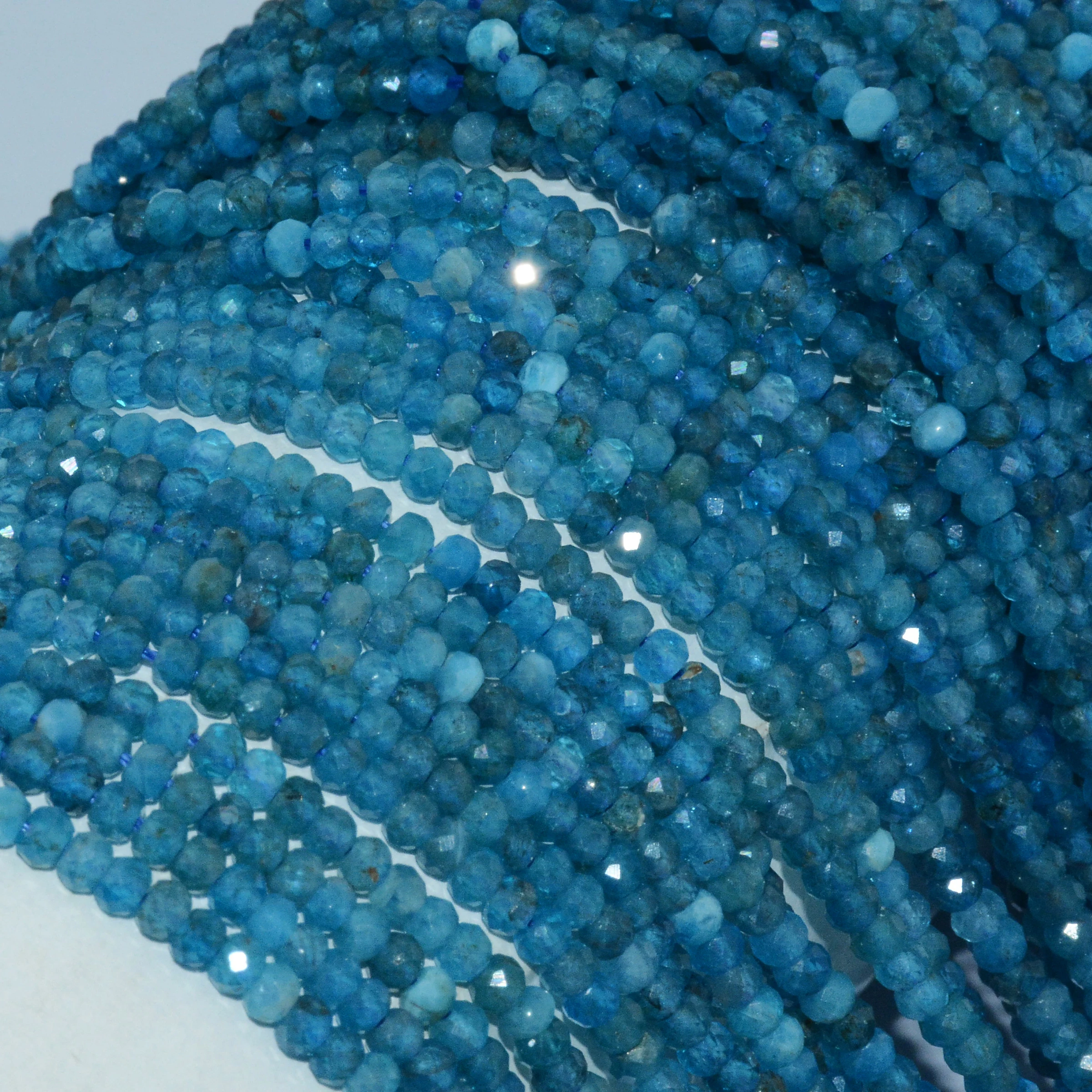 Natural Blue Apatite Faceted Rondelle Beads 2x3mm |