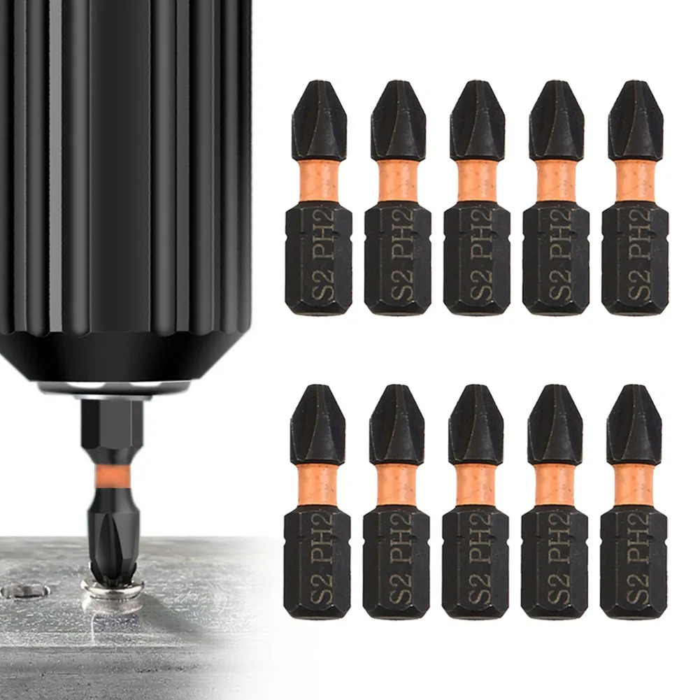 

10pcs Impact Screwdriver Bits Set 25mm 1/4Inch Hex PH2 Alloy Steel For Impact Electric Screwdrivers Hand Drills Hand Tools