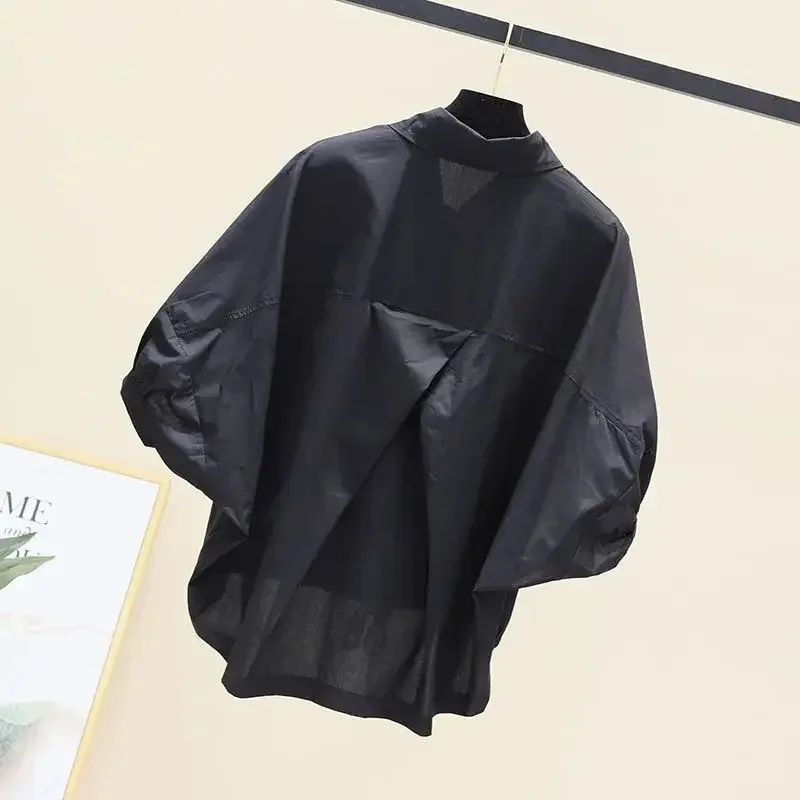 Blusas, новая летняя рубашка с рукавами «летучая мышь», женская свободная повседневная короткая блузка с подолом на талии, однотонные укороченные топы, полубелые рубашки Lady ujfj (art.: 3920d00fd89c0) - 3920d00fd89c0