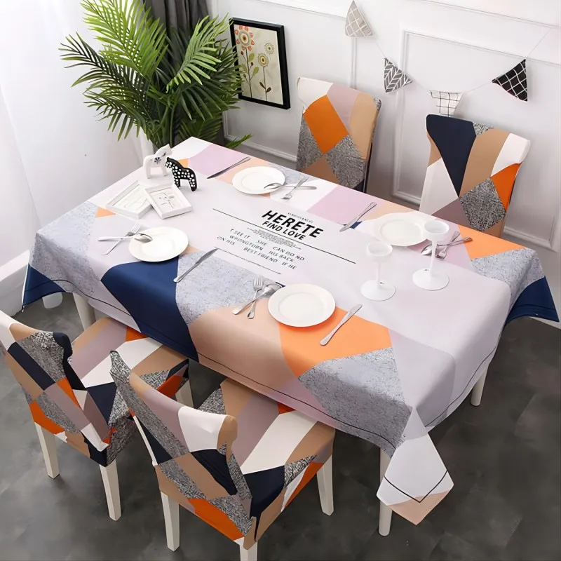 

Polyester Rectangle Tablecloth, Stain Resistant and Spillproof Kitchen Washable Fabric Table Cloth